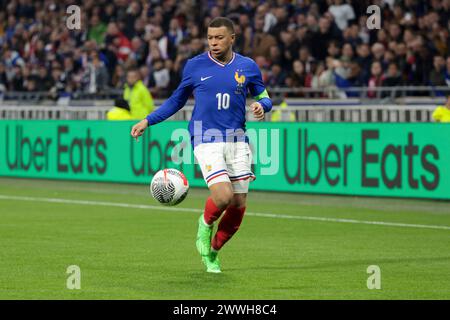 Kylian Mbappe de France lors du match international amical de football entre la France et l'Allemagne le 23 mars 2024 au stade Groupama de Decines-Charpieu près de Lyon - photo Jean Catuffe / DPPI Banque D'Images