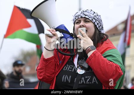Prague, République tchèque. 24 mars 2024. Marche de solidarité avec la Palestine à Prague, République tchèque, 24 mars 2024. Crédit : Katerina Sulova/CTK photo/Alamy Live News Banque D'Images