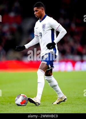 L'Anglais Marcus Rashford lors d'un match amical international au stade de Wembley à Londres. Date de la photo : samedi 23 mars 2024. Banque D'Images