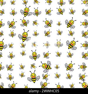 Modèle sans couture avec abeille sur un fond blanc Illustration de Vecteur