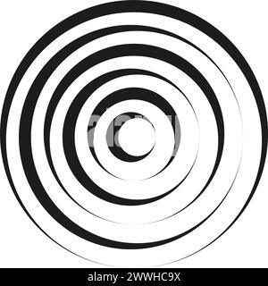 Conception de fond cercles concentriques avec des lignes irrégulières dynamiques Illustration de Vecteur