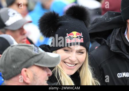 Saalbach Hinterglemm, Autriche. 24 mars 2024. SAALBACH-HINTERGLEMM, AUTRICHE - 24 MARS : Lindsey Vonn des États-Unis participe à la descente masculine à la finale de la Coupe du monde de ski alpin Audi FIS le 23 mars 2024 à Saalbach-Hinterglemm, Autriche.240324 SEPA 24 025 - 20240324 PD4824 crédit : APA-defacto Datenbank und Contentmanagement GmbH/Alamy Live News Banque D'Images