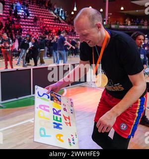 Almere, pays-Bas. 24 mars 2024. ALMERE, PAYS-BAS - 24 MARS : Ralf de Pagter de Heroes Den Bosch lors de la finale de la Coupe TOTO Basketball entre Heroes Den Bosch et Landstede Hammers au Topsportcentrum le 24 mars 2024 à Almere, pays-Bas. (Photo par Andre Weening/Orange Pictures) crédit : Orange pics BV/Alamy Live News Banque D'Images