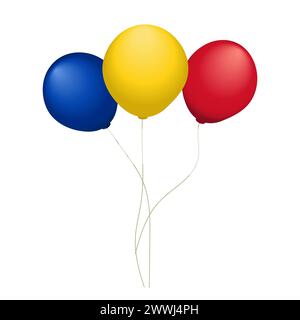 Ballons dans les couleurs rouge, jaune et bleu, vecteur Illustration de Vecteur