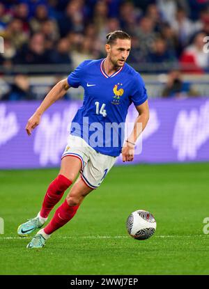 Adrien Rabiot, FRA 14 dans le match amical FRANCE - ALLEMAGNE 0-2 FRANKREICH - DEUTSCHLAND 0-2 en préparation pour les Championnats d'Europe 2024 le 23 mars 2024 à Lyon, France. © Peter Schatz / Alamy Live News Banque D'Images