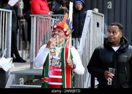ALMERE - supporters avant le match international amical entre le Suriname et la Martinique au stade Almere City FC le 24 mars 2024 à Almere, aux pays-Bas. ANP | Hollandse Hoogte | GERRIT VAN COLOGNE Banque D'Images