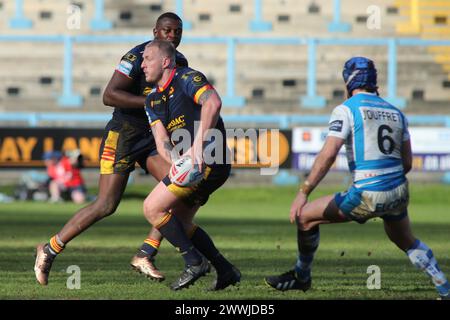 Halifax, Royaume-Uni. 24 mars 2024. Le stade Shay, Halifax, West Yorkshire, 24 mars 2024. Betfred Challenge Cup Halifax Panthers vs Catalan Dragons Jordan Abdull of Catalans Dragons Credit : Touchlinepics/Alamy Live News Banque D'Images