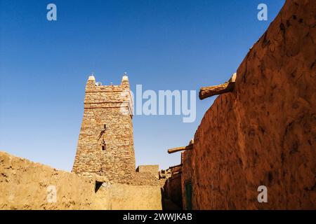 Mauritanie, Chinguetti, mosquée locale Banque D'Images