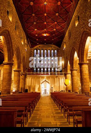 Plafond héraldique et intérieur de l'église de la cathédrale St Machar, la Chanonry, Old Aberdeen, Aberdeen, Aberdeenshire, Écosse, Royaume-Uni Banque D'Images