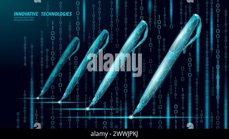 Concept d'écriture de signature numérique tridimensionnelle. Un homme d'affaires qui s'est mis à ouvrir une session sur le terminal à écran tactile de la tablette. Stylo numérique en ligne de sécurité des données Internet dessin Illustration de Vecteur