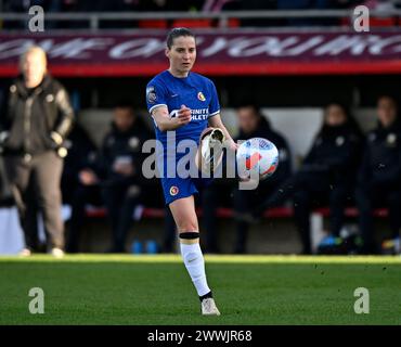 Dagenham, Royaume-Uni. 24 mars 2024. Super League pour femme. West Ham V Chelsea. Chigwell construction Stadium. Dagenham. Jelena Čanković (Chelsea) lors du match de Super League Womens de West Ham V Chelsea au stade de construction de Chigwell, Dagenham. Crédit : Sport in Pictures/Alamy Live News Banque D'Images