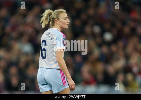 Birmingham, Royaume-Uni. 24 mars 2024. Leah Williamson d'Arsenal lors du match de Super League féminine de FA entre Aston Villa Women et Arsenal Women à Villa Park, Birmingham, Angleterre, le 24 mars 2024. Photo de Stuart Leggett. Utilisation éditoriale uniquement, licence requise pour une utilisation commerciale. Aucune utilisation dans les Paris, les jeux ou les publications d'un club/ligue/joueur. Crédit : UK Sports pics Ltd/Alamy Live News Banque D'Images