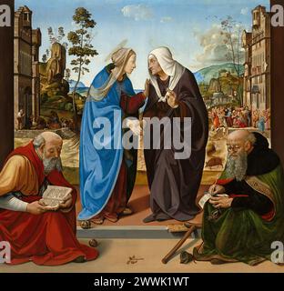 Visite, avec les saints Nicolas et Anthony Abbot, c. 1490, National Gallery of Art, Washington DC Piero di Cosimo Banque D'Images