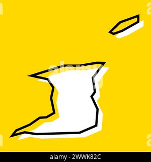 Carte simplifiée du pays de Trinité-et-Tobago non définisséTrinité-et-Tobago. Silhouette blanche avec contour noir épais sur fond jaune. Icône vectorielle simple Illustration de Vecteur