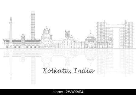 Aperçu Skyline panorama de la ville de Kolkata, Inde - illustration vectorielle Illustration de Vecteur