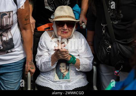 Buenos Aires, Argentine, Argentine. 24 mars 2024. Argentine, Buenos Aires, 2024-03-24. Nora Cortiñas, mère de Plaza de Mayo, participe à l’activité pour le 48e anniversaire de la dernière dictature en Argentine. Photo de Sebastian Hipperdinger/Faro collective/Sipa USA crédit : Sipa USA/Alamy Live News Banque D'Images
