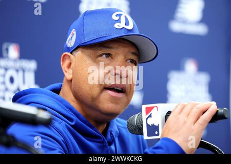 Gocheok Sky Dome, Séoul, Corée du Sud. 21 mars 2024. Dave Roberts (Dodgers), 21 MARS 2024 - Baseball : MLB World Tour Seoul Series, Los Angeles Dodgers Conférence de presse au Gocheok Sky Dome, Séoul, Corée du Sud. Crédit : Naoki Nishimura/AFLO SPORT/Alamy Live News Banque D'Images