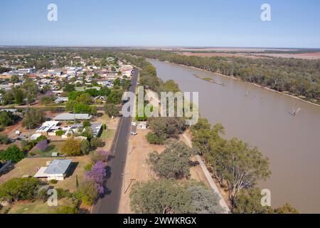 Aérien de la rivière Balonne à St George Queensland Australie Banque D'Images