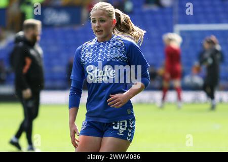 Liverpool, Royaume-Uni. 24 mars 2024. Goodison Park, Liverpool, Angleterre, 24 mars 2024 : Isabella Hobson (39 Everton) avant le match de Super League Barclays FA Womens entre Everton et Liverpool au Goodison Park à Liverpool, Angleterre, le 24 mars 2024. (Sean Chandler/SPP) crédit : photo de presse sportive SPP. /Alamy Live News Banque D'Images