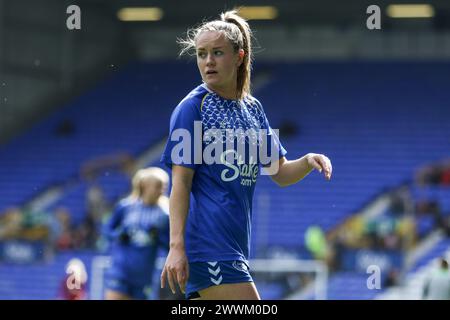 Liverpool, Royaume-Uni. 24 mars 2024. Goodison Park, Liverpool, Angleterre, 24 mars 2024 : Heather Payne (19 Everton) avant le match de Super League Barclays FA Womens entre Everton et Liverpool au Goodison Park à Liverpool, Angleterre, le 24 mars 2024. (Sean Chandler/SPP) crédit : photo de presse sportive SPP. /Alamy Live News Banque D'Images