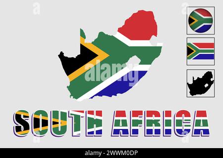 Drapeau et carte de l'Afrique du Sud dans un graphique vectoriel Illustration de Vecteur