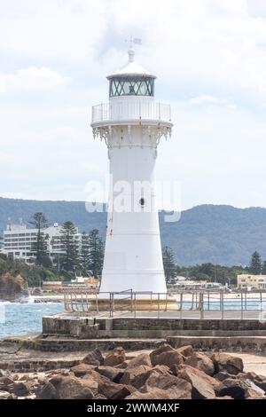 Phare de Wollingong Breakwater de Wollongong Head, Wollongong, Nouvelle-Galles du Sud, Australie Banque D'Images