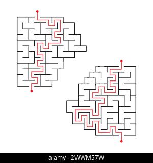 Jeu d'enfants de vecteur - un labyrinthe pour deux pour enseigner aux enfants. Qui trouvera le moyen de sortir du labyrinthe plus vite Illustration de Vecteur