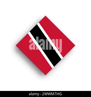 Drapeau de Trinité-et-Tobago - icône en forme de losange avec ombre tombée isolé sur fond blanc Illustration de Vecteur