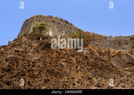 24 mars 2024, Pratapgad : Fort historique de Maratha, l'un des forts les plus cruciaux de Shivaji Maharaj, près de Mahabaleshwar, Maharashtra, Inde. Banque D'Images