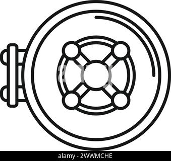Vecteur de contour d'icône de porte de dépôt rond. Finance Protect. Système de sécurité bancaire Illustration de Vecteur