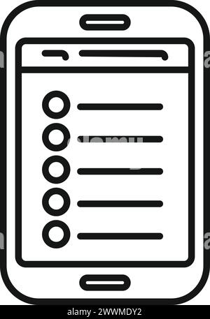Vecteur de contour d'icône de recherche de police en ligne de tablette. Produits réglementés. Politique de test de sécurité Illustration de Vecteur