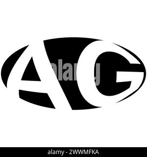 Logo ovale double lettre A, G deux lettres ag GA Illustration de Vecteur