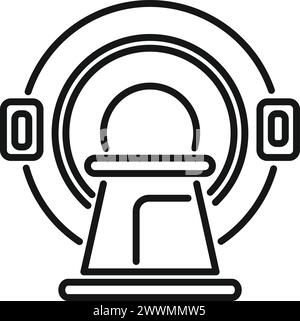 Vecteur de contour d'icône magnétique pour dispositif IRM. Moniteur radio-magnétique. Clinique de médecine Illustration de Vecteur