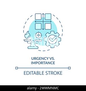 Icône de concept bleu clair urgence vs importance Illustration de Vecteur