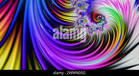Fond en spirale multicolore, art moderne généré par ordinateur de beauté, abstrait , futuriste . Conception fractale, rendu 3D, illustration 3D. Banque D'Images