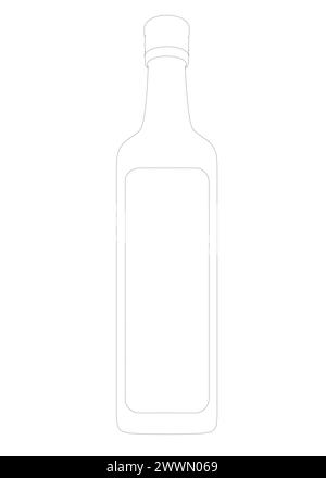 Icône de contour de bouteille isolée sur fond blanc. Illustration vectorielle. Bouteille d'icône de vin rouge dans le style de contour isolé sur fond blanc. Vin pro Illustration de Vecteur