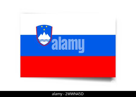 Drapeau de Slovénie - carte rectangle avec ombre tombée isolé sur fond blanc. Illustration de Vecteur