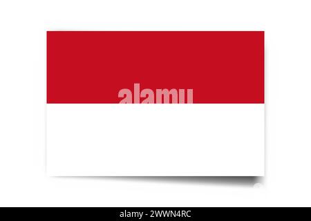 Drapeau de Monaco - carte rectangle avec ombre portée isolé sur fond blanc. Illustration de Vecteur