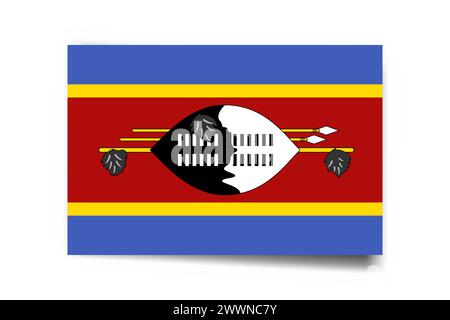 Drapeau Eswatini - carte rectangle avec ombre tombée isolé sur fond blanc. Illustration de Vecteur