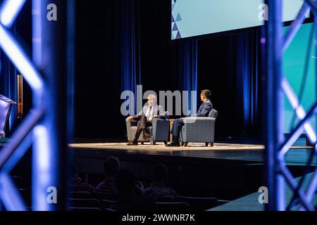 ACADÉMIE DE L'ARMÉE DE L'AIR DES ÉTATS-UNIS, COLO. -- Scott Kirby, PDG de United Airlines , parle de l'importance de la culture lors du 31e Symposium annuel sur le caractère et le leadership national (NCLS) organisé à l'Académie de la Force aérienne des États-Unis les 21 et 23 février 2024. Le NCLS rassemble des universitaires distingués, des chefs militaires, des dirigeants d'entreprise et des athlètes de classe mondiale pour motiver et équiper les participants pour une vie honorable et un leadership efficace. Photo de l'armée de l'air/Rayna Grace) Banque D'Images