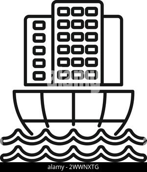 Vecteur de contour d'icône de changement climatique mondial. Cycle de douze mille ans. ECO Ocean PROBLEME Illustration de Vecteur