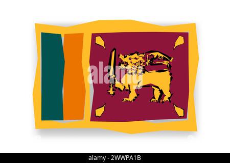 Drapeau du Sri Lanka - mosaïque de drapeau élégant de découpes de papier colorées. Illustration vectorielle avec ombre déposée isolée sur fond blanc Illustration de Vecteur