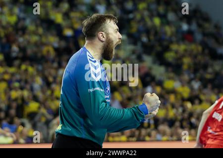 Kielece, Pologne. 29 février 2024. Andreas Wolff de Industria Kielce vu lors du match de Ligue des champions de l'EHF entre Industria Kielce et Kolstad Handball à Hala Legionów à Kielce. Scores finaux ; Industria Kielce 31 : 23 Kolstad Handball. Crédit : SOPA images Limited/Alamy Live News Banque D'Images