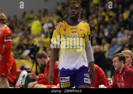 Kielece, Pologne. 29 février 2024. Dylan Nahi d'Industria Kielce vu lors du match de Ligue des champions de l'EHF entre Industria Kielce et Kolstad Handball au Hala Legionów à Kielce. Scores finaux ; Industria Kielce 31 : 23 Kolstad Handball. (Photo de Grzegorz Wajda/SOPA images/SIPA USA) crédit : SIPA USA/Alamy Live News Banque D'Images