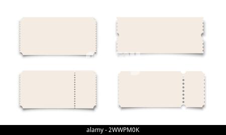 Jeu de billets vierges 3D, collecte de coupons en carton avec des bordures de différentes formes Illustration de Vecteur