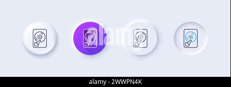 Icône de ligne du disque dur. Panneau de composant de mémoire d'ordinateur. Stockage de données. Icônes de ligne. Vecteur Illustration de Vecteur