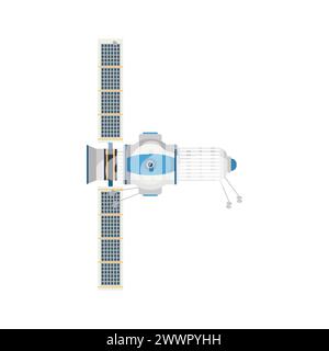 Satellite en orbite spatiale pour la communication GPS et l'illustration vectorielle de surveillance Illustration de Vecteur