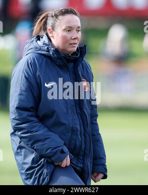 Melanie Reay, la manager féminine de Sunderland, lors du match de championnat féminin de la FA entre Sunderland Women et Durham Women FC à Eppleton CW, Hetton le dimanche 24 mars 2024. (Photo : Mark Fletcher | mi News) crédit : MI News & Sport /Alamy Live News Banque D'Images