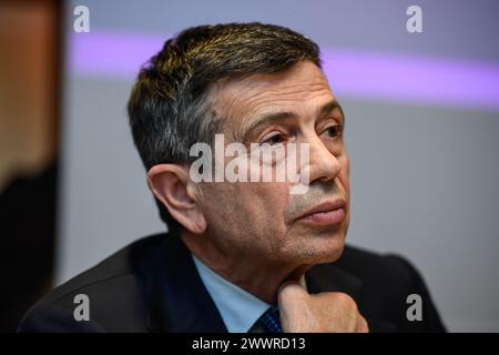 Torino, Italie. 25 mars 2024. Maurizio Lupi durante conferenza stampa di lancio della campagna elettorale Noi Moderati a Torino, Italia - Cronaca - Lunedi 25 marzo 2024 - ( photo Alberto Gandolfo/LaPresse ) Maurizio Lupi lors de la conférence de presse pour lancer la campagne électorale pour Noi Moderati à Turin, Italie - lundi 25 mars, 2024 - nouvelles - ( photo Alberto Gandolfo/LaPresse ) crédit : LaPresse/Alamy Live News Banque D'Images