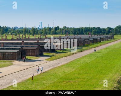 Caserne en bois à Auschwitz - Birkenau, ou Oswiecim - Brzezinka, camp de concentration, Pologne Banque D'Images